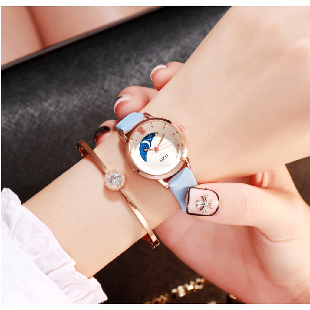 [Mã FAMARAL2 giảm 10K đơn 50K] [CỰC ĐẸP] ĐỒNG HỒ NỮ DÂY DA DZG MÂY XANH D266 PHONG CÁCH HÀN QUỐC | BigBuy360 - bigbuy360.vn