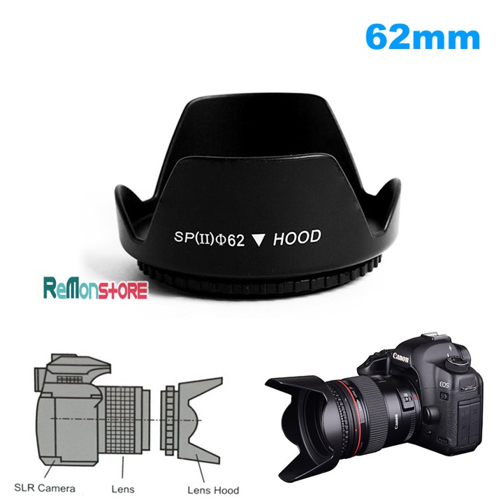 Loa che nắng Lens Hood hoa sen vặn ren cho ống kính phi 62mm