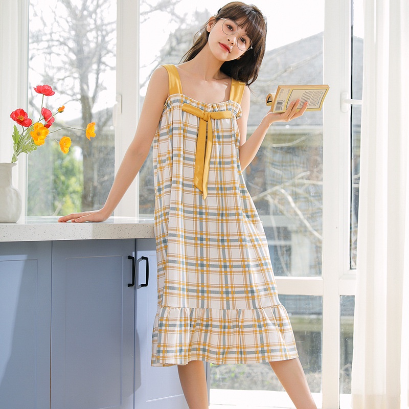 Váy mặc nhà đẹp 2 dây cao cấp vải cotton siêu cute dễ thương – V1