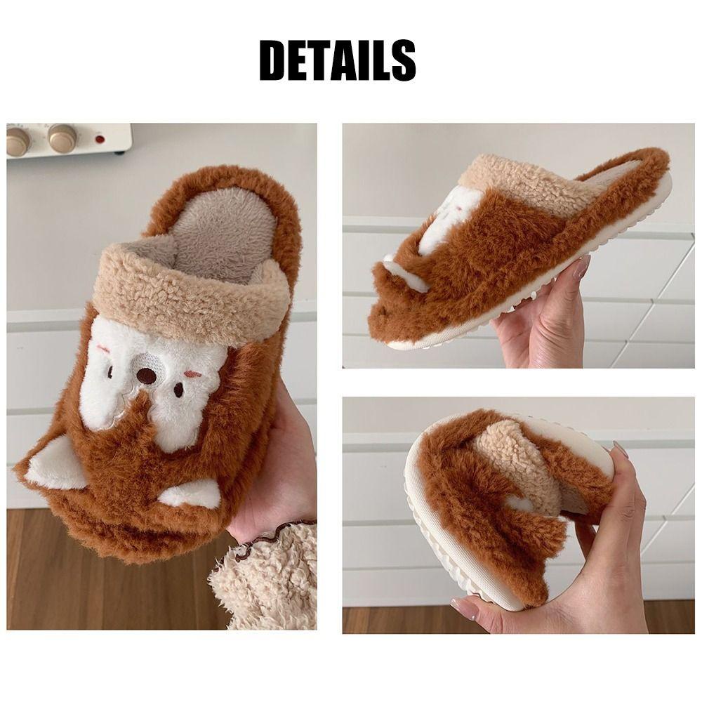 LAYOR1 Dép Cotton Bít Mũi Chống Trượt Chống Lạnh Họa Tiết Hoạt Hình Cho Nữ
