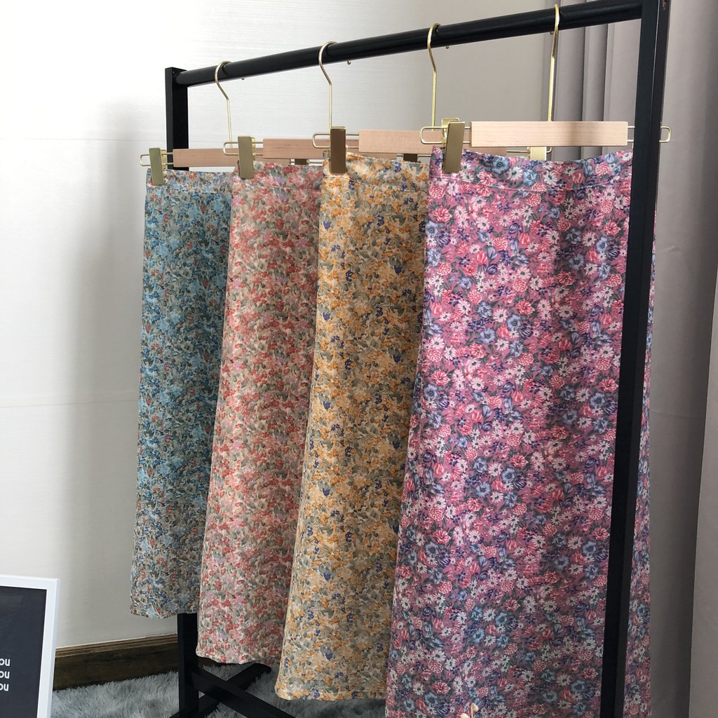 Chân váy hoa [Ảnh thật] (Nữa lưng thun co giãn, có lót và họa tiết hoa tiny trendy) | BigBuy360 - bigbuy360.vn