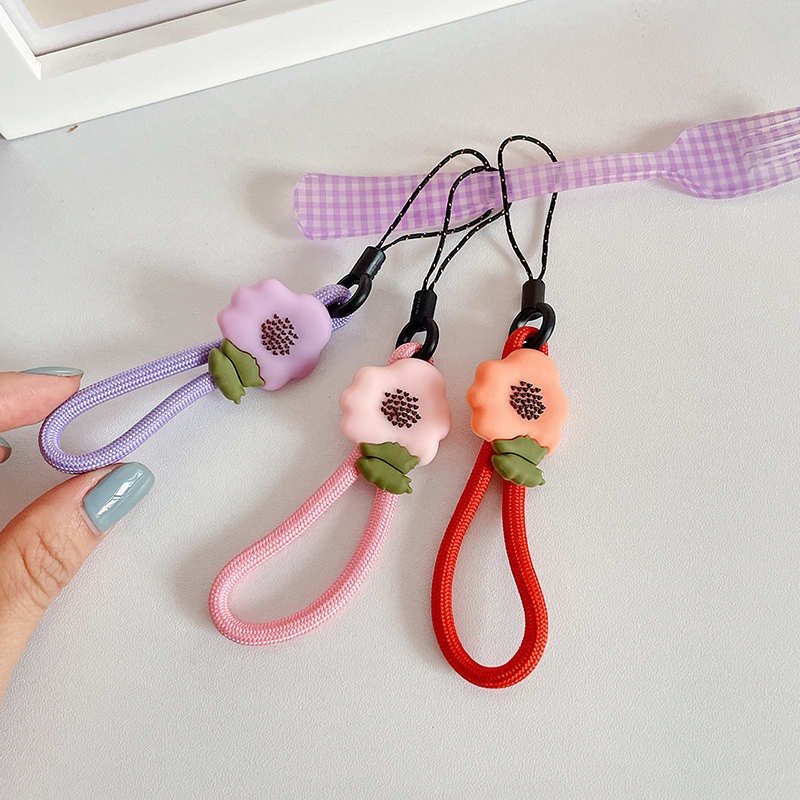 Dây đeo điện thoại / chìa khóa / ví bằng nylon chống thất lạc họa tiết hoa xinh xắn dễ thương