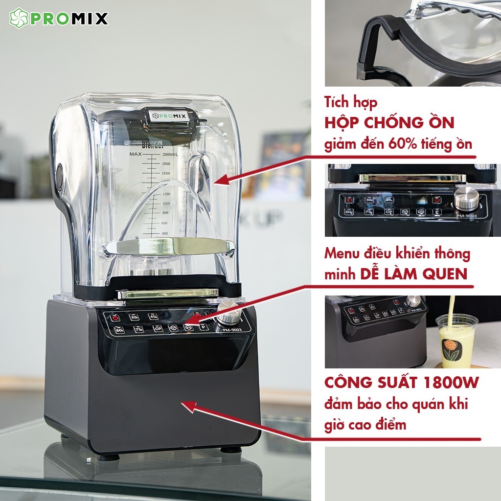 Máy xay công nghiệp Promix 9003 tiện lợi xay đá tốt công suất lớn giá rẻ - Hàng chính hãng bảo hành 36 tháng