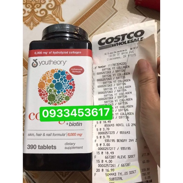 collagen 390 viên Youtheory biotin của Mỹ (cam kết chính hãng)