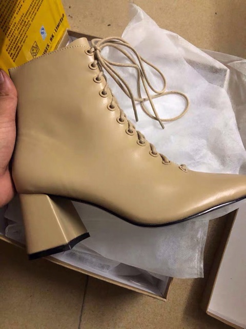 Boots da cao gót buộc dây Zr