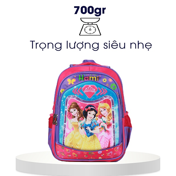 Balo học sinh cấp 1 Hami 2302 Công chúa, balo tiểu học cho bé gái, nhẹ, chống thấm nước, bảo hành miễn phí 12 tháng