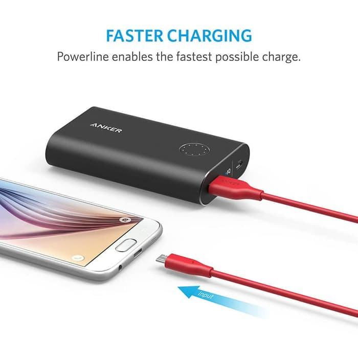 Anker Dây Cáp Sạc 6ft / 1.8m Micro Usb Red - A8133 Màu Xám