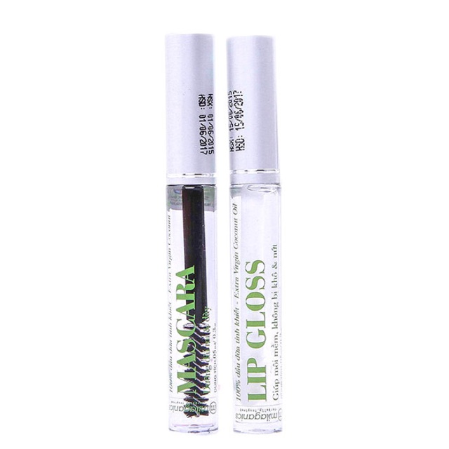 Combo Mascara Dầu Dừa Dưỡng Mi Milaganics + Tinh Chất Dưỡng Môi Lip Gloss Milaganics