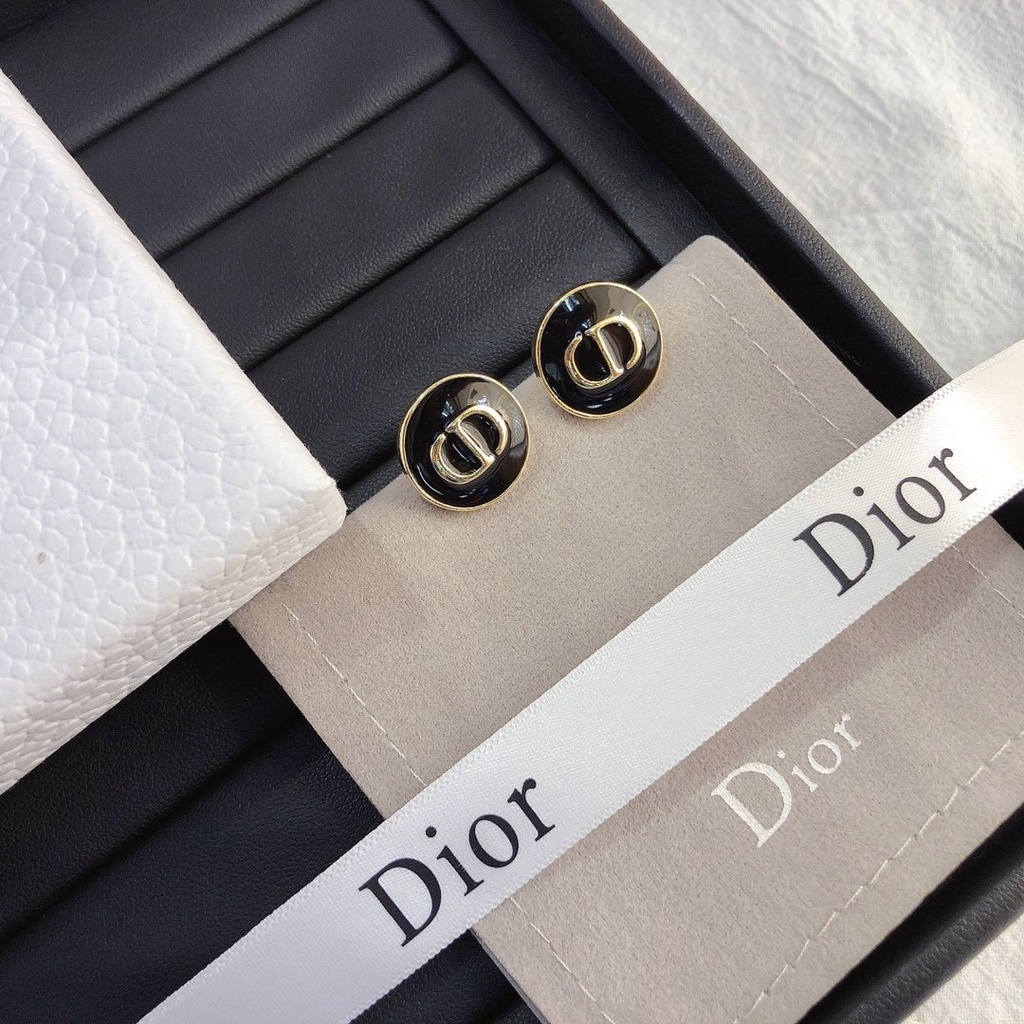 Khuyên Tai Tròn Khắc Chữ Dior Bằng Thép Titanium Thời Trang Cho Nữ