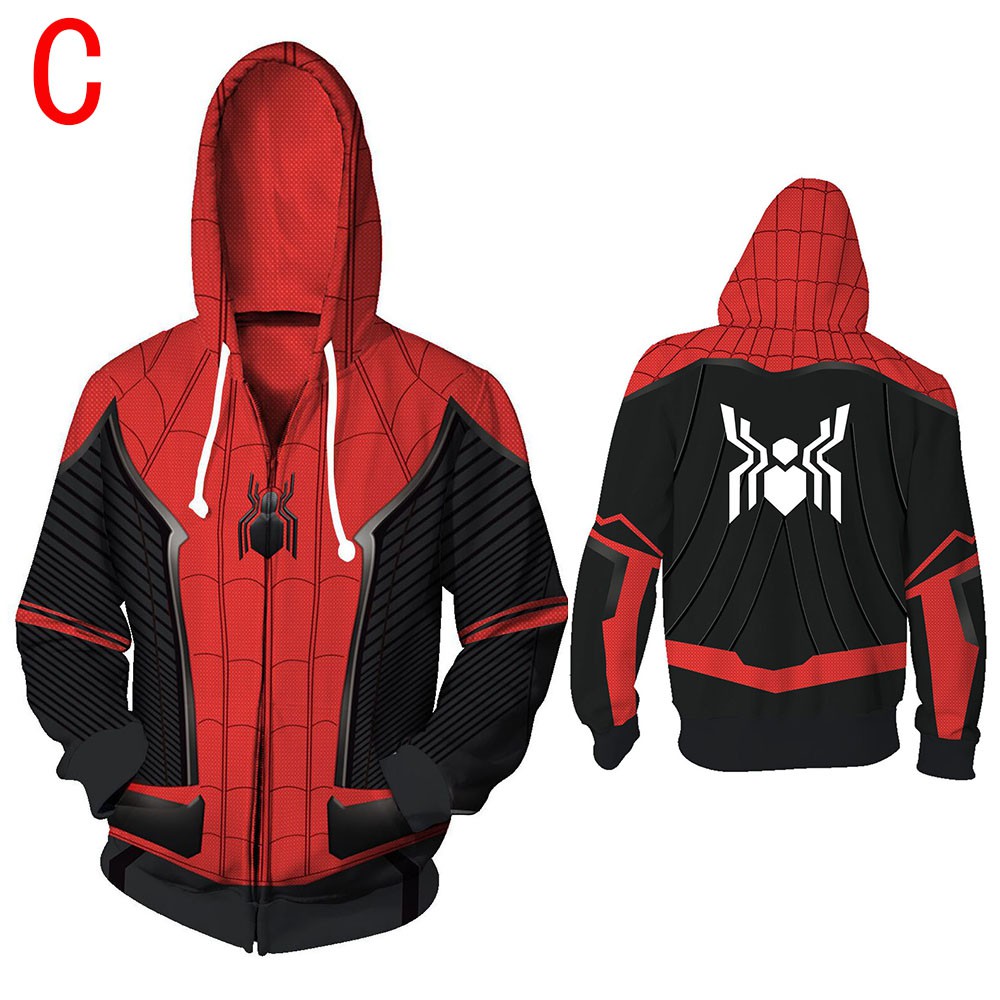 Hàng Mới Về Áo Khoác Hoodie Dài Tay Có Khóa Kéo In Hình Spider-Man Far From Home 3D Cho Nam