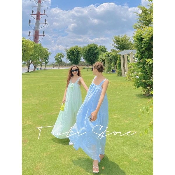 Đầm maxi 2 dây cột nơ MOCHI DRESS