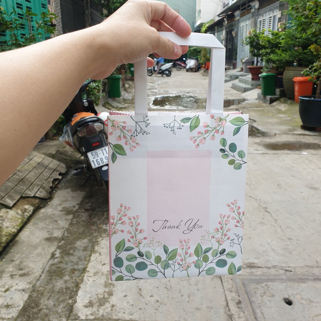 25 cái - Túi giấy kraft trắng cỡ A5 đựng quà tặng thời trang mỹ phẩm nước hoa - Hoa hồng = Mẫu số 31