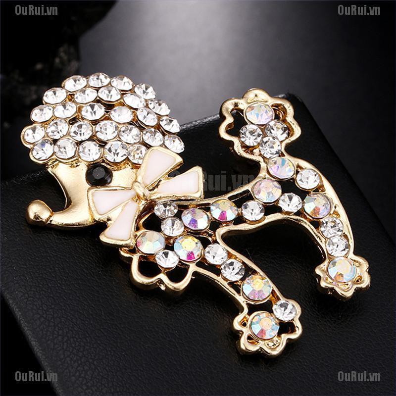 Ghim Cài Áo Hình Chú Chó Đính Pha Lê Dễ Thương