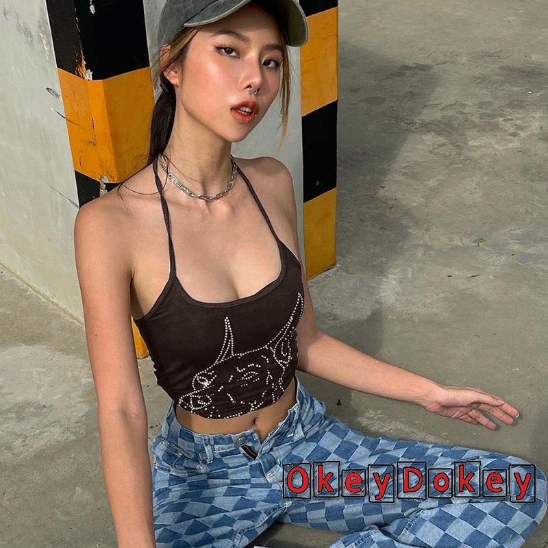 Áo Thun Không Tay Đính Đá Họa Tiết Hoạt Hình Thời Trang Mùa Hè Cho Nữ