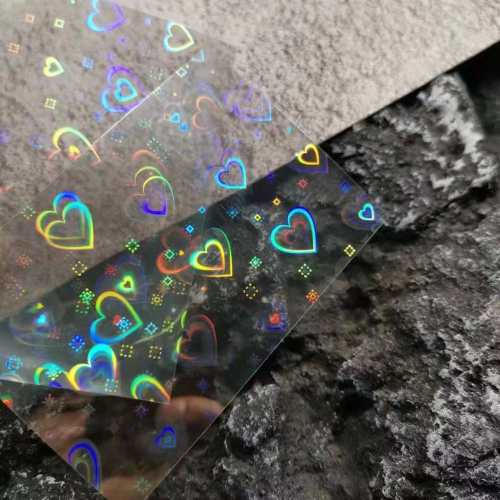 [Hàng mới về] Nhãn dán tự dính màu laser họa tiết đá nước trái tim cực quang sáng bóng dành cho nữ