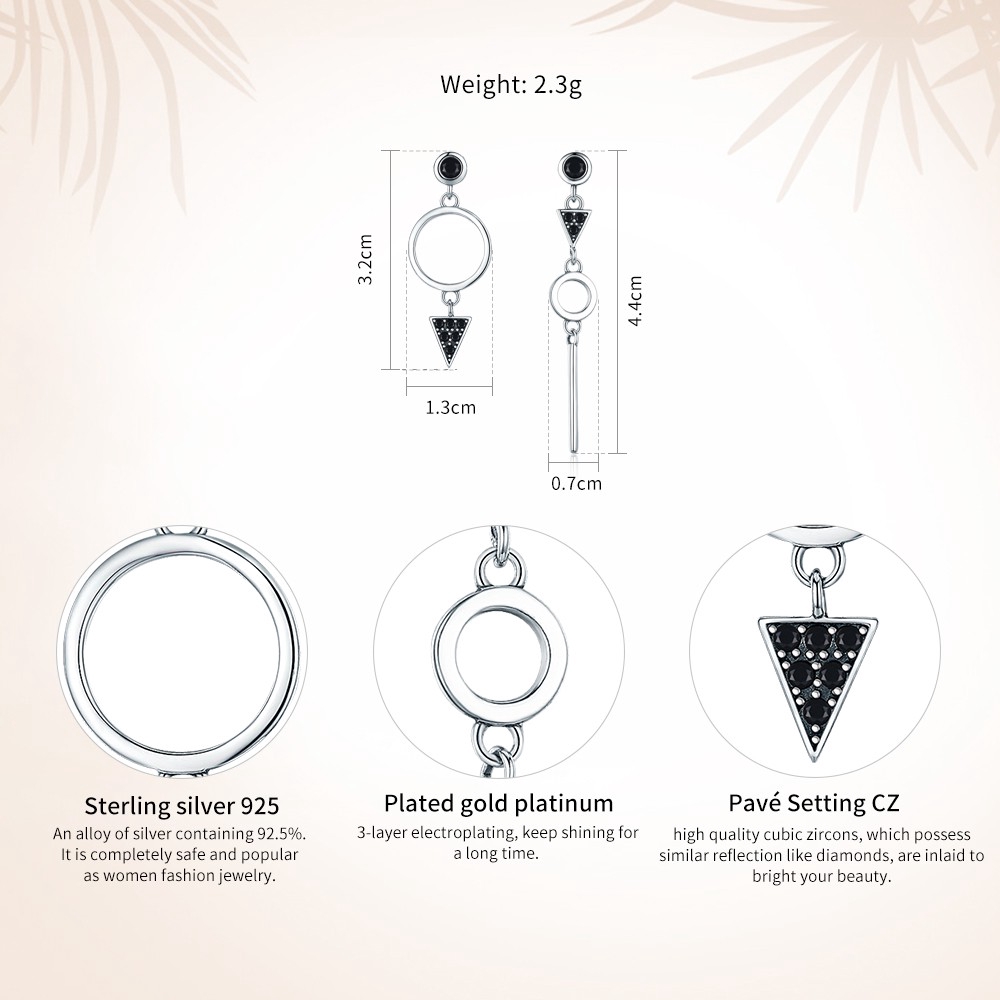 BAMOER Bông Tai HìNh HọC BạC 925 ThờI Trang