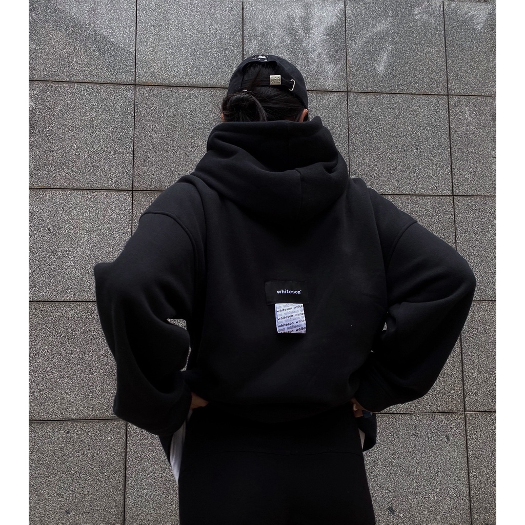 HOODIE &quot;LOGO SS20&quot; DOUBLE LABEL BLACK