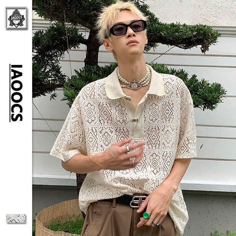 Áo Sơ Mi Tay Ngắn Cổ Polo Thiết Kế Đục Lỗ Đơn Giản Sang Trọng Thời Trang Mùa Hè Cho Nam Và Nữ