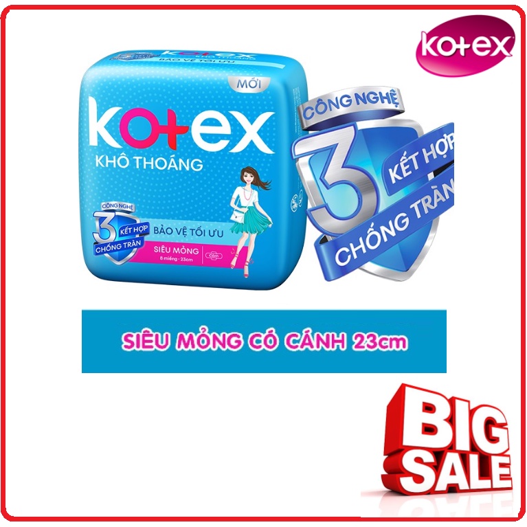 Băng Vệ Sinh KOTEX Khô Thoáng Gói 8 Miếng 23cm