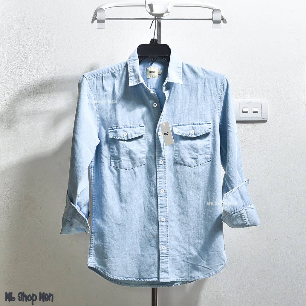 Áosơ mi nam denim chính hãng chất cotton hàng hiệu cao cấp