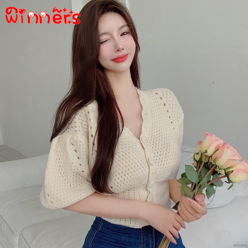 Áo Cardigan Dệt Kim Tay Ngắn Cổ Chữ V Thời Trang Mùa Hè Cho Nữ | BigBuy360 - bigbuy360.vn