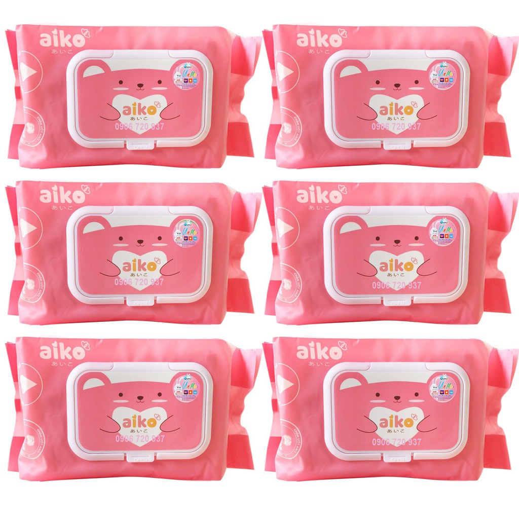 Khăn ướt cao cấp an toàn cho bé Aiko/ Aikun 100 tờ kháng khuẩn, không mùi