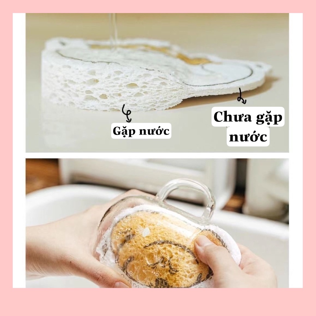[Đời Sống] Miếng Bọt Biển Rửa Chén Dễ Thương Có Nút Hít Mạnh Hình Động Vật Đáng Yêu.