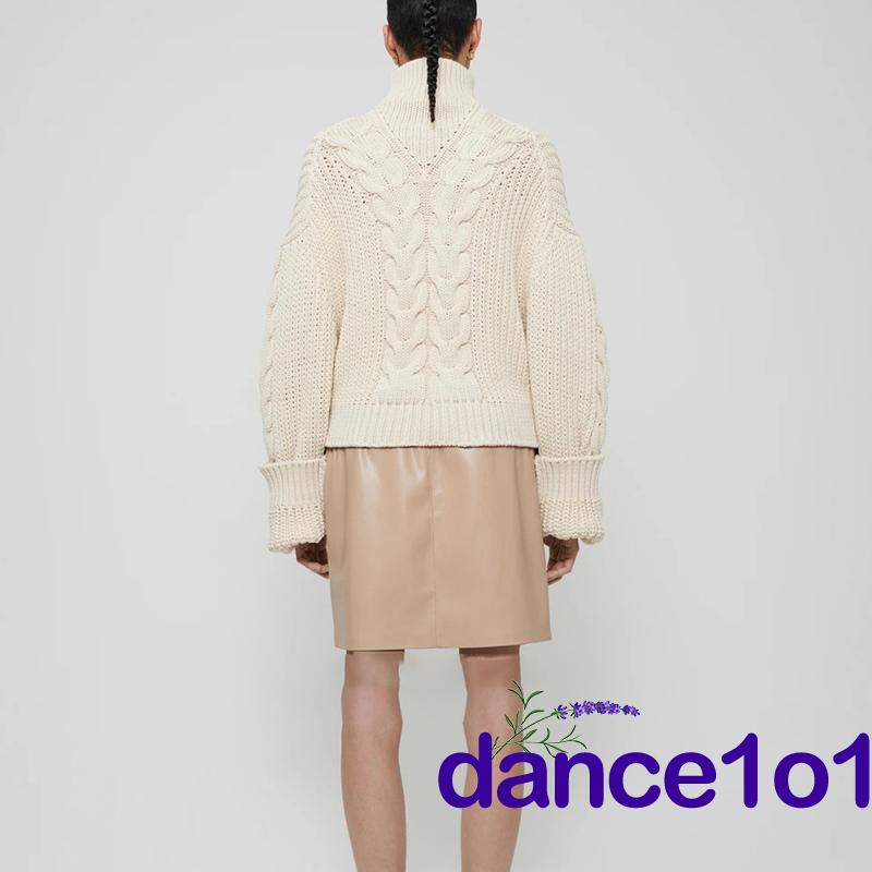 Áo Sweater Cổ Lọ Tay Dài Dáng Rộng Màu Sắc Trơn Thời Trang Cho Nữ