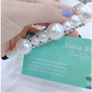 Cài tóc đính đá phối ngọc phong cách Hàn Quốc