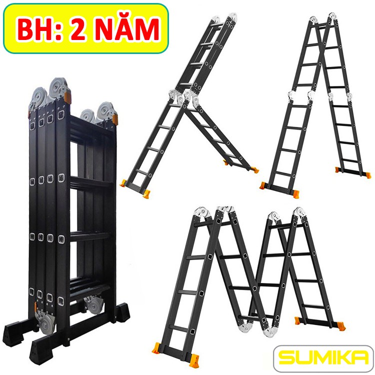 Thang nhôm gấp 4 đoạn 4.7M Sumika SKM204 NEW (SƠN TĨNH ĐIỆN) bảo hành 2 năm