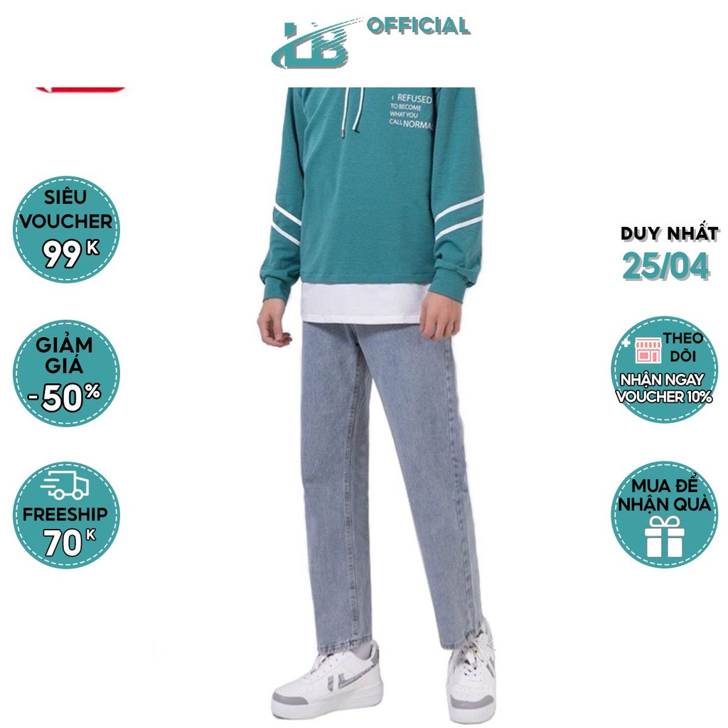 Quần jean nam baggy basic LB , ống suông màu xanh sáng nhiều size, (big size, 27-36) BGSH9 * `