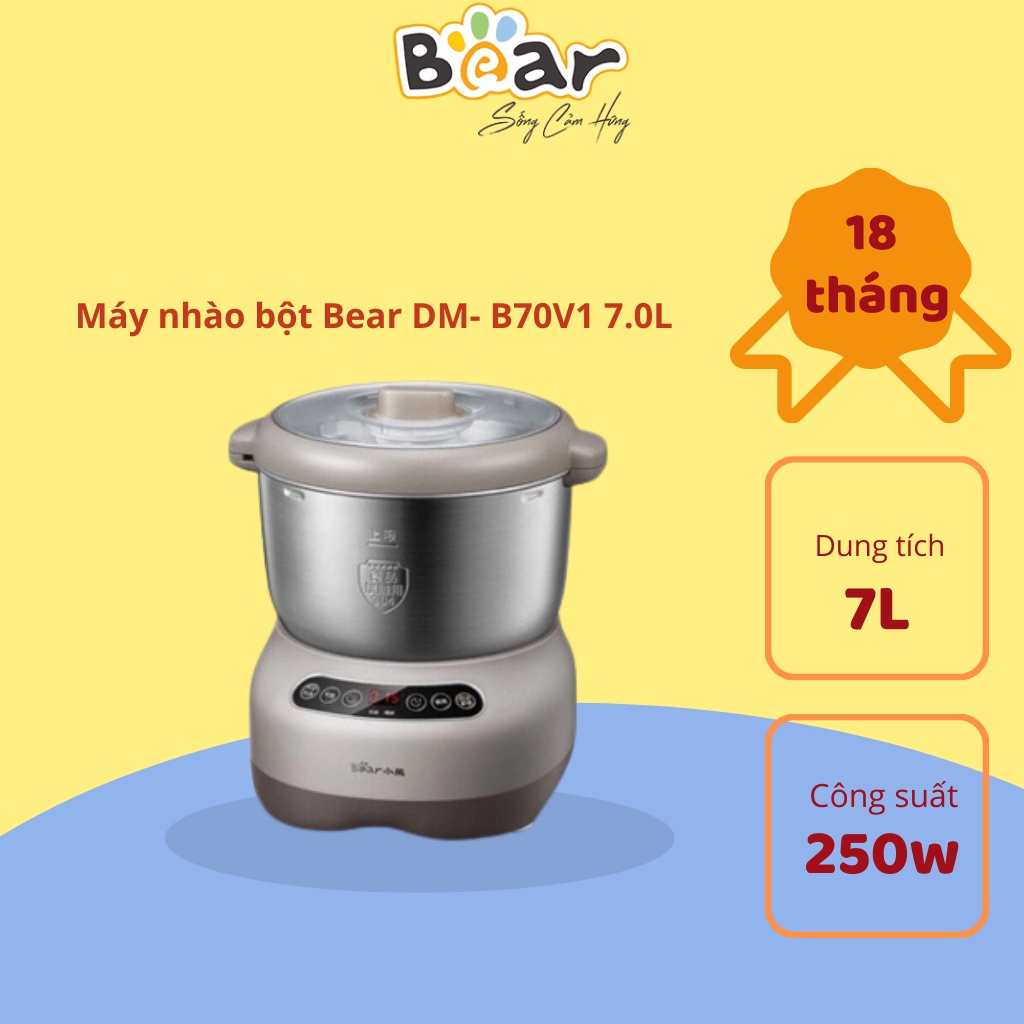 Máy nhào bột Bear DM- B70V1 7.0L xám - Bản NỘI ĐỊA - Hàng chính hãng