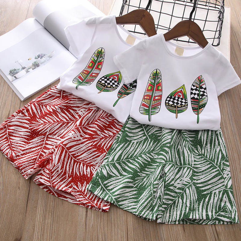 Set quần dài và áo thun tay ngắn dễ thương cho bé gái