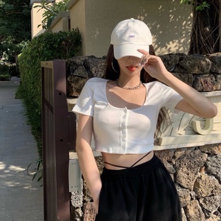 BIGSIZE Áo croptop nút cổ tim chất zip 50-80kg