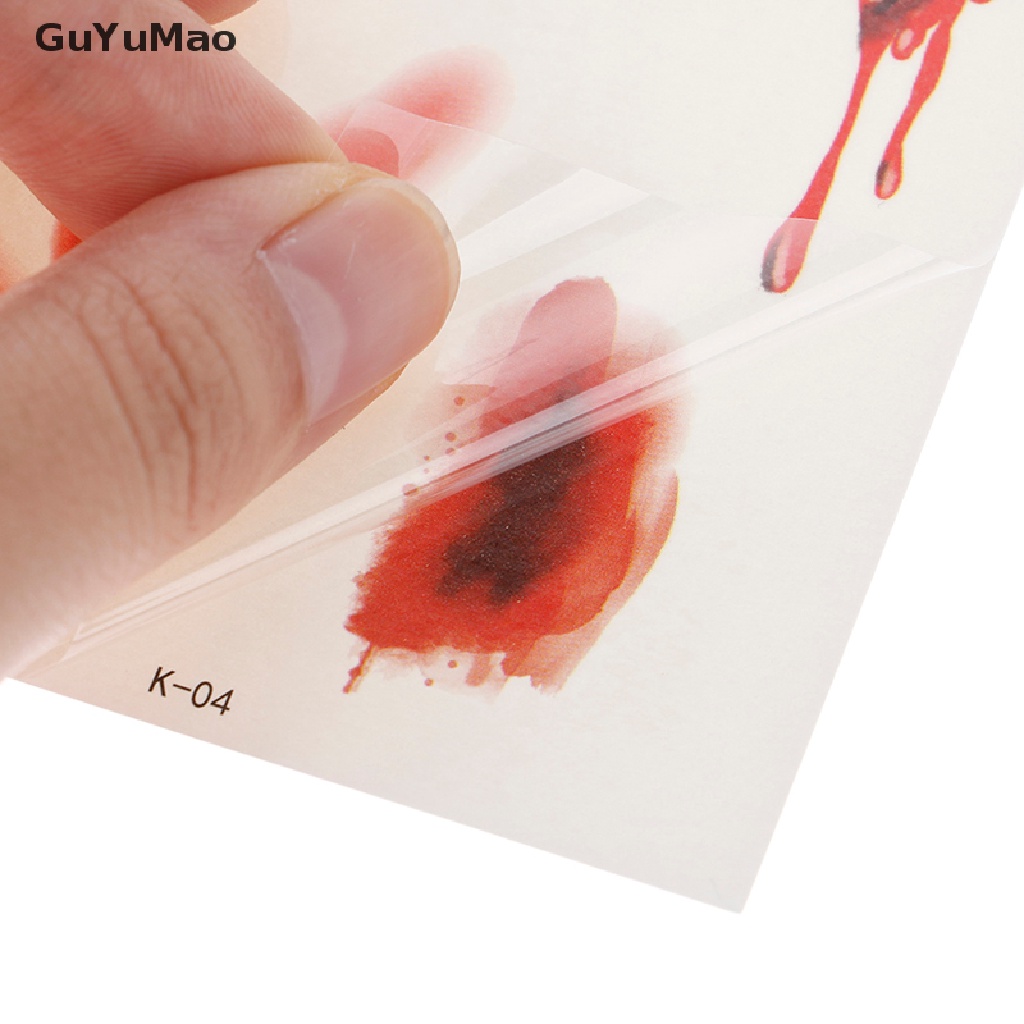 Set 10 Tấm Hình Xăm Dán Vết Sẹo Máu Hóa Trang Ma Cà Rồng Halloween