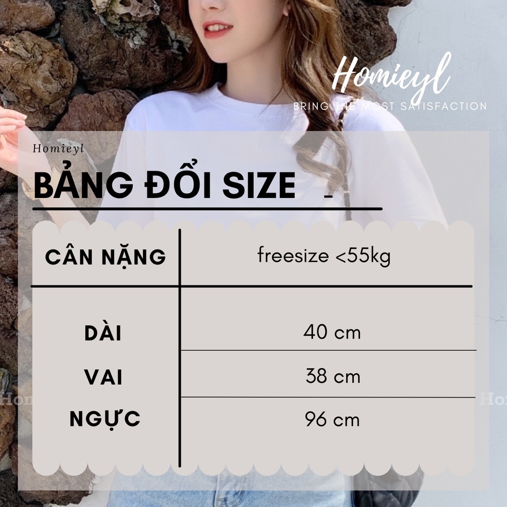 Áo thun croptop nữ form rộng cổ tròn tay ngắn Homieyl cao cấp, áo croptop ngắn tay dáng rộng chất vải thun cotton H214
