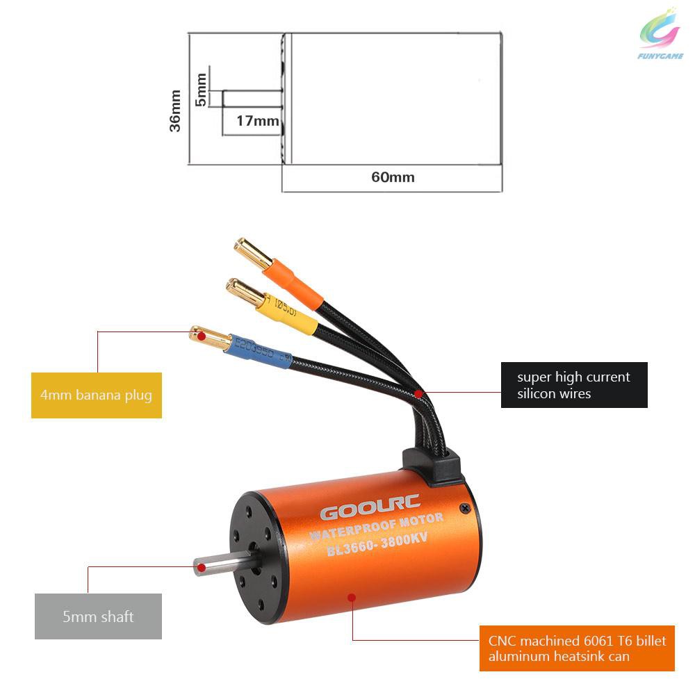 GoolRC 3660 3800KV Waterproof Brushless Motor for 1/10 RC Car Truck Crawler