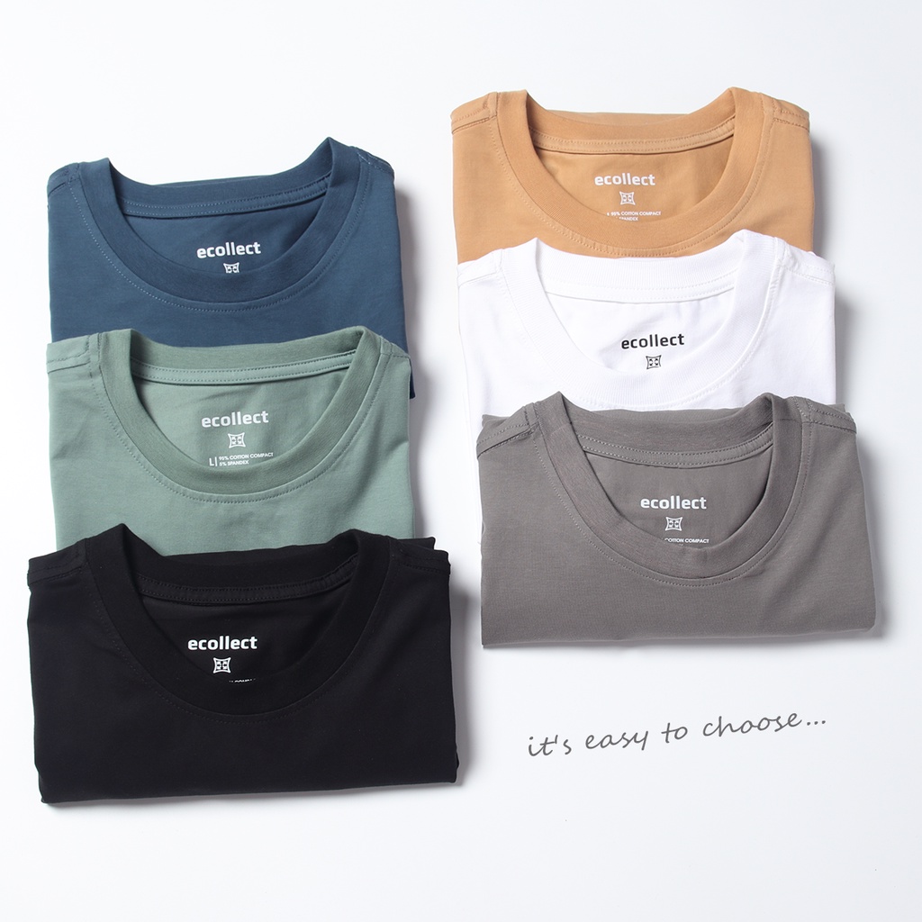 Áo thun nam cổ tròn Ecollect chất vải cotton impact mới chống nhăn dày dặn không bai nhão