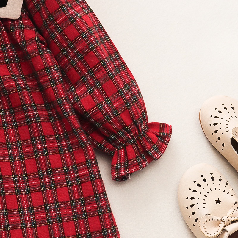 Đầm Công Chúa Tay Dài Cổ Búp Bê Họa Tiết Kẻ Sọc Thời Trang Mùa Thu Mới Cho Bé Gái 0-3 Tuổi