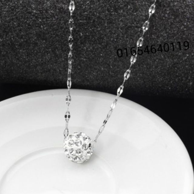 Dây chuyền nữ inox lá me trái châu xỏ ngang