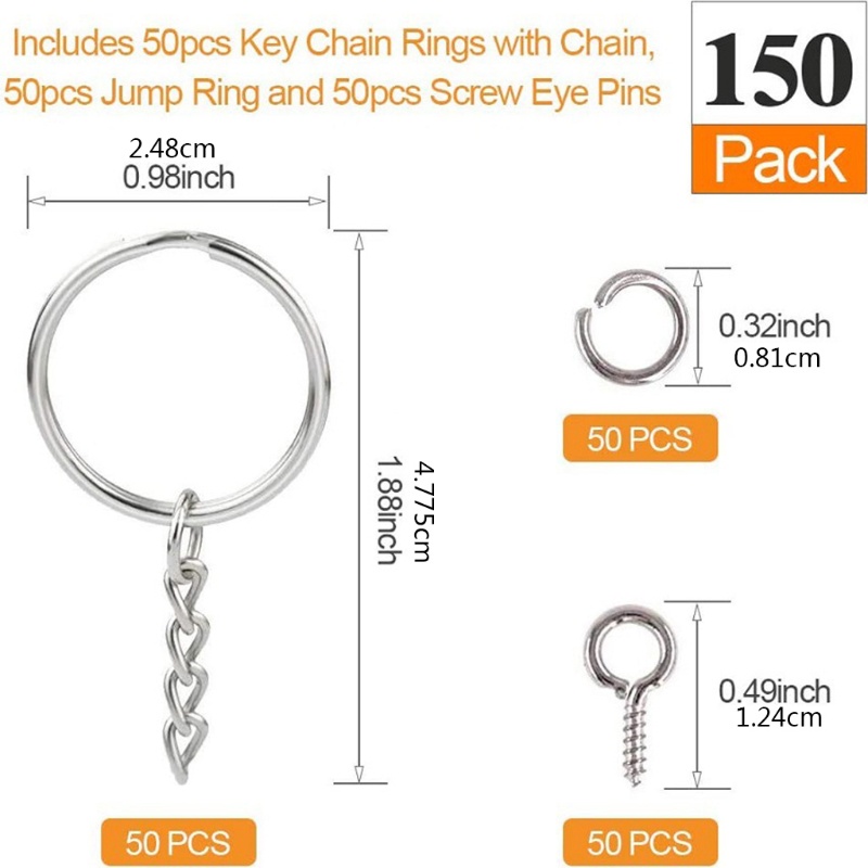 Sa Set 150 Đinh Vít Làm Móc Khóa / Dây Chuyền Mở Rộng DIY