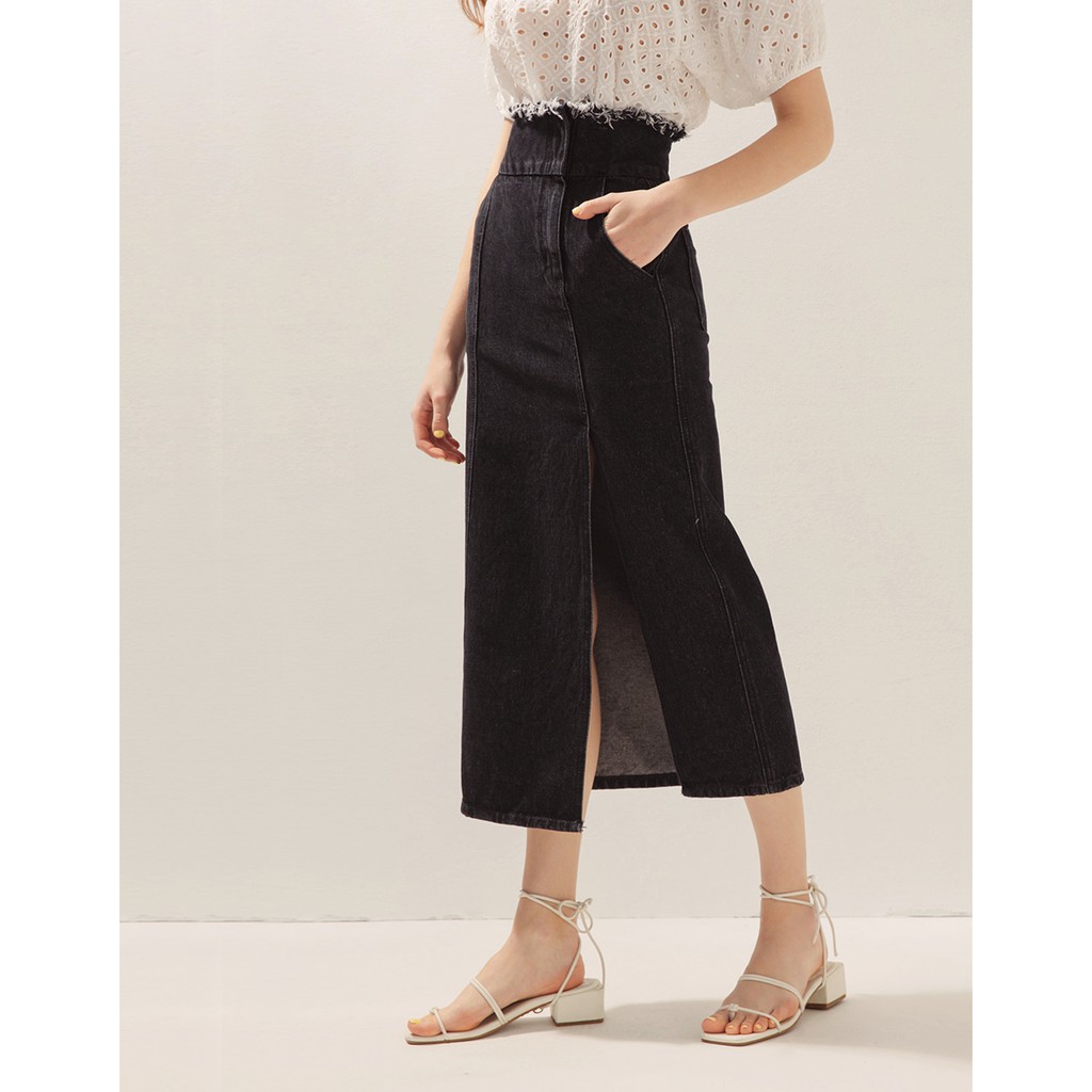 Chân váy jeans xẻ cao eo tua rua nữ Air Space 2010122008 | BigBuy360 - bigbuy360.vn