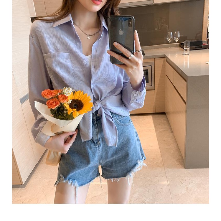 Áo Sơ Mi Vải Lụa Lạnh Mỏng Tay Dài Chống Nắng Thời Trang Mùa Hè Hàng Mới 2022