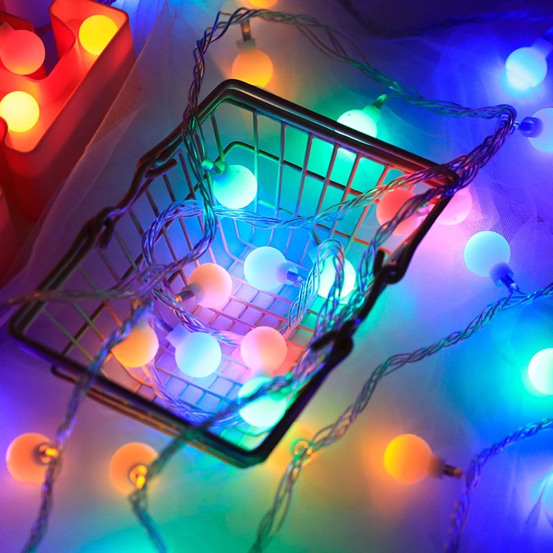 1.5/3/4/5m LED Round Ball String Lights/ Battery Operated Outdoor Fairy Lights For Christmas New Year Wedding Decoration