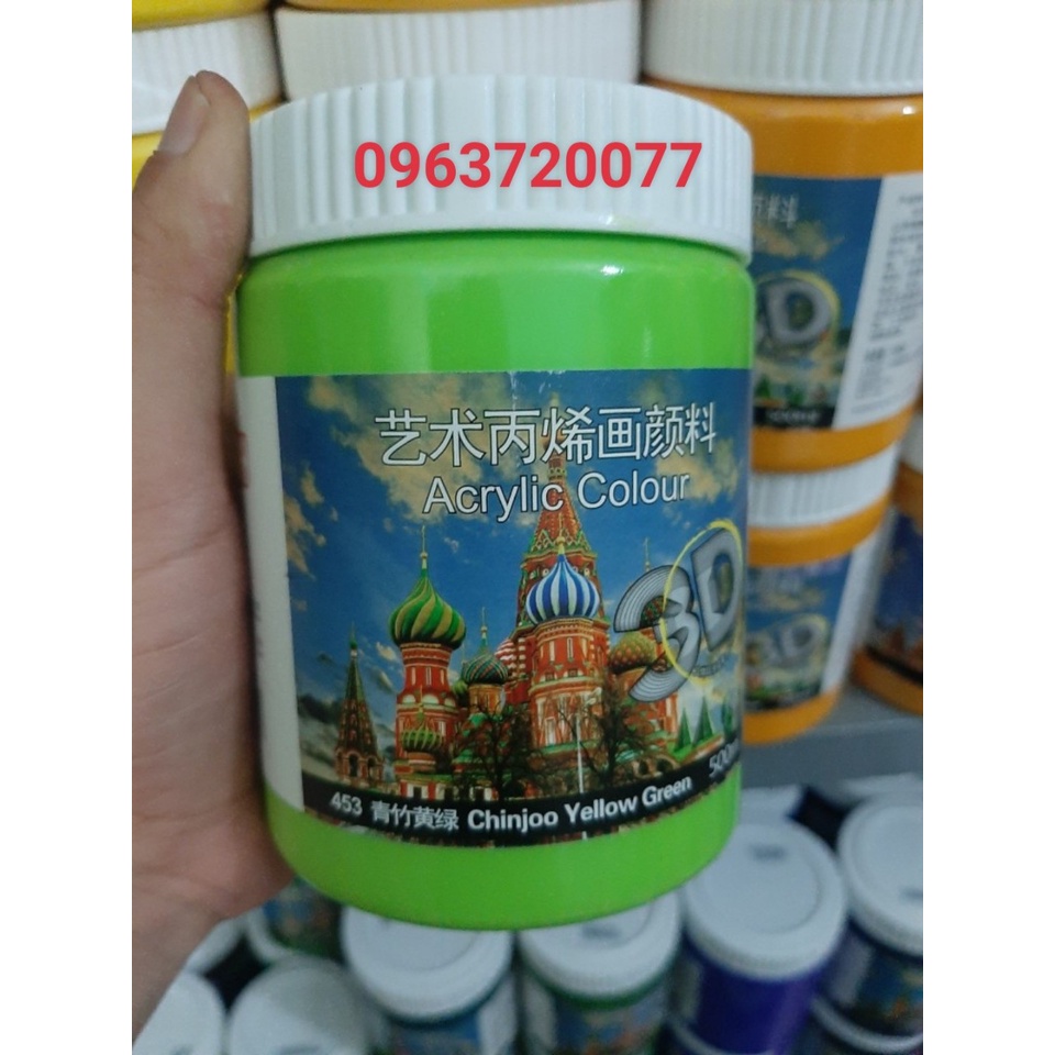 Combo Bộ Màu Acrylic 3D loại 500ml vẽ ngoài trời (16 màu cơ bản)