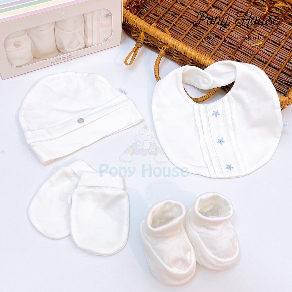 Set Mũ, Bao Tay, Bao Chân, Yếm Nous Premium Dòng Sản Phẩm Cao Cấp - Phụ Kiên Cho Bé Sơ Sinh/ Newborn/NB Thu Đông 2022