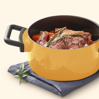 Nồi decore 22cm cao 11cm với màu vàng mỡ gà lde1122ih + sử dụng được bếp từ