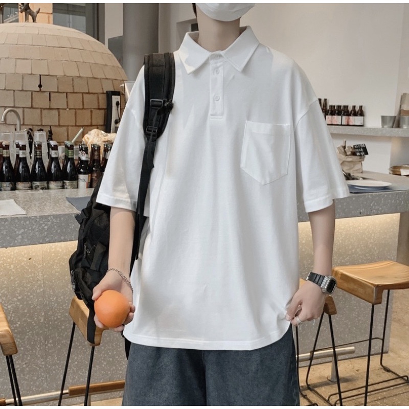 Áo polo ngắn tay unisex - áo thun có cổ nam nư form rộng -hot trend Hàn Quốc 2022