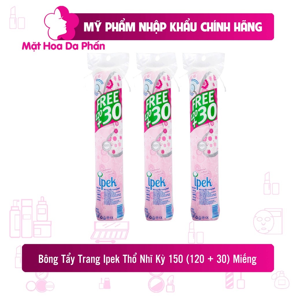 Bông Tẩy Trang 100% Cotton Thiên Nhiên Thổ Nhĩ Kỳ Ipek Klasik Cotton Pads Làm Sạch Bụi Bẩn, An Toàn, Mềm Mịn