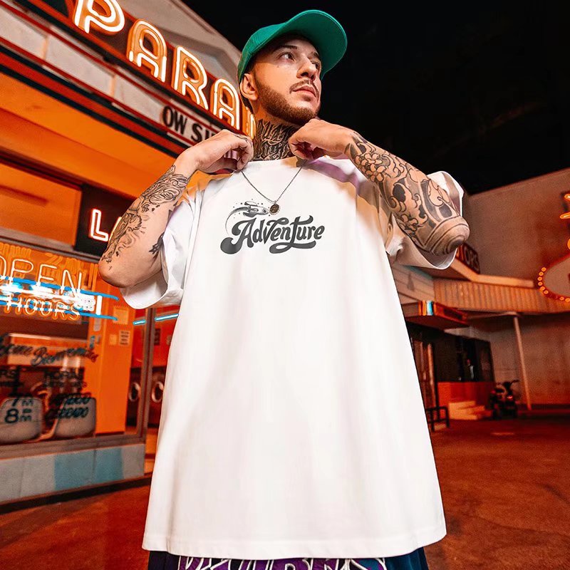 Áo Thun Tay Ngắn Cổ Tròn In Chữ Thời Trang Mùa Hè Phong Cách Hàn Quốc Cho Nam Giới Size M-8XL